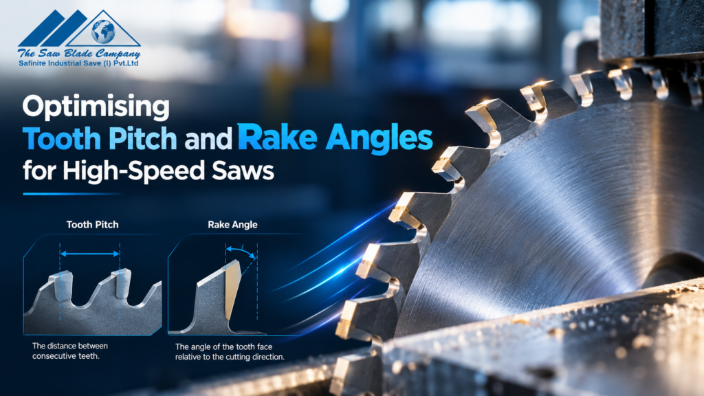 Optimising tooth pitch and rake angles for high-speed saw blades by Saffaire Industrial Saw.